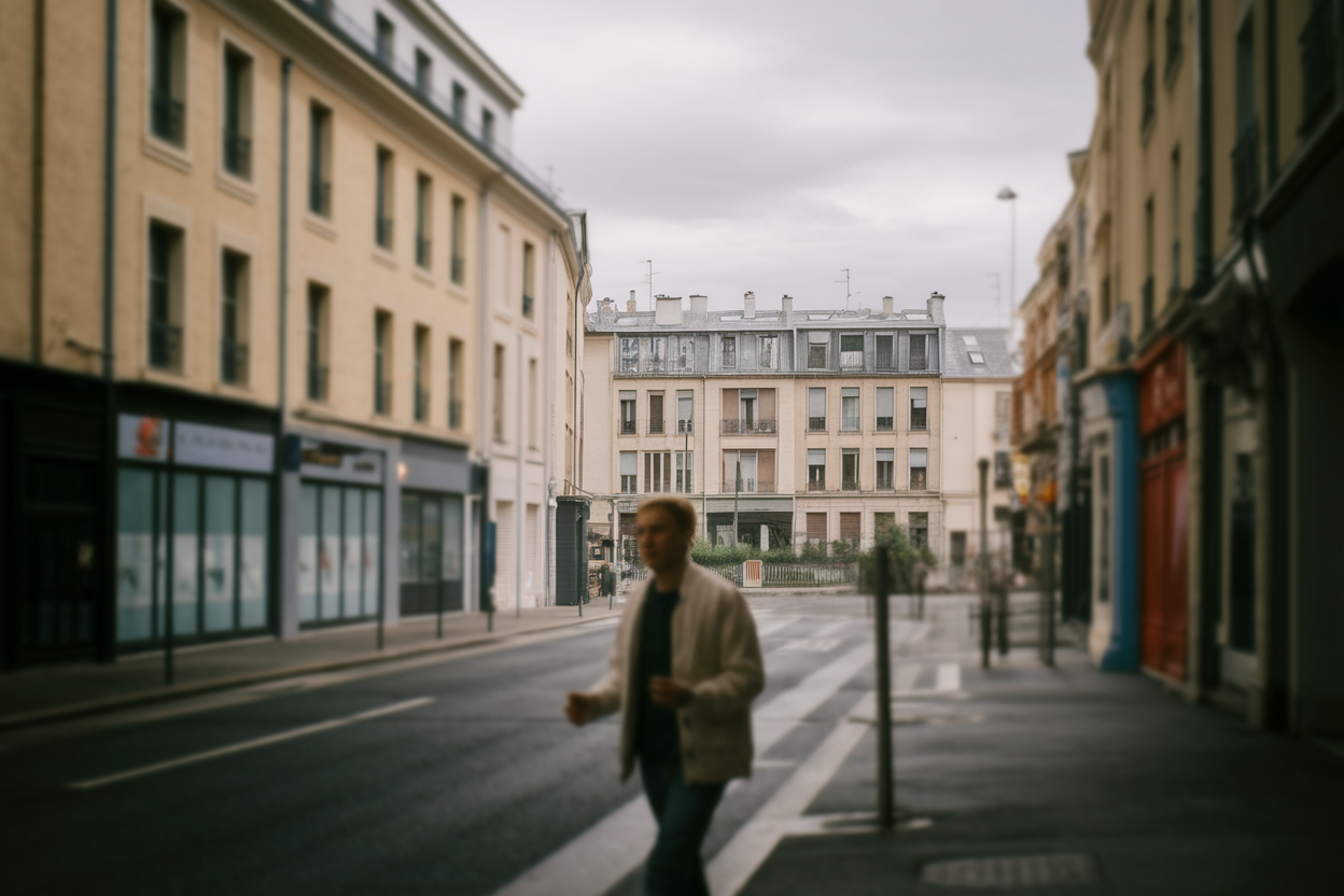 choisy-le-roi-rue-urbaine-personne-floue-veste-decontractee-ciel-nuageux
