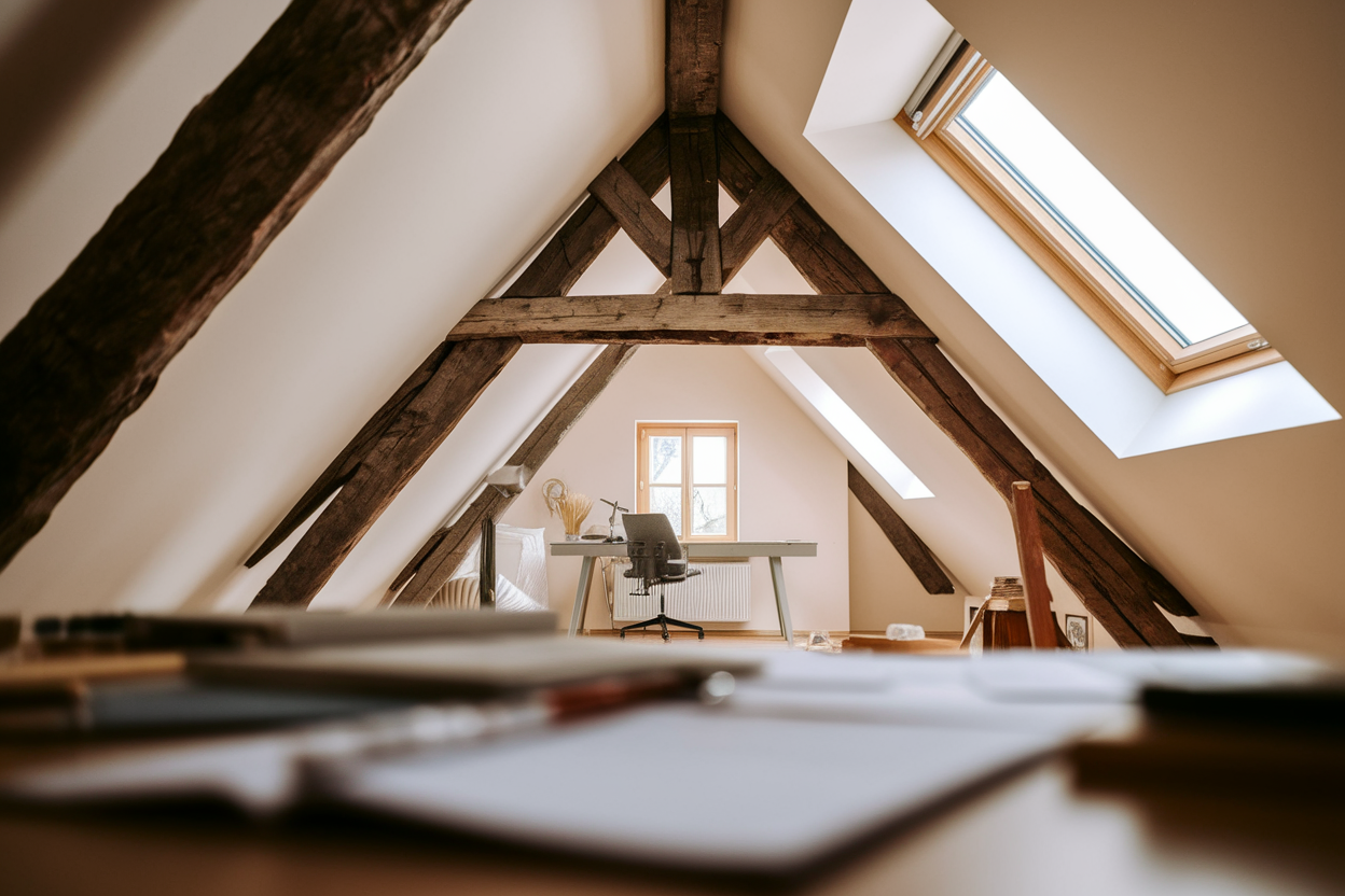 grenier-bureau-cosy-poutres-lucarne