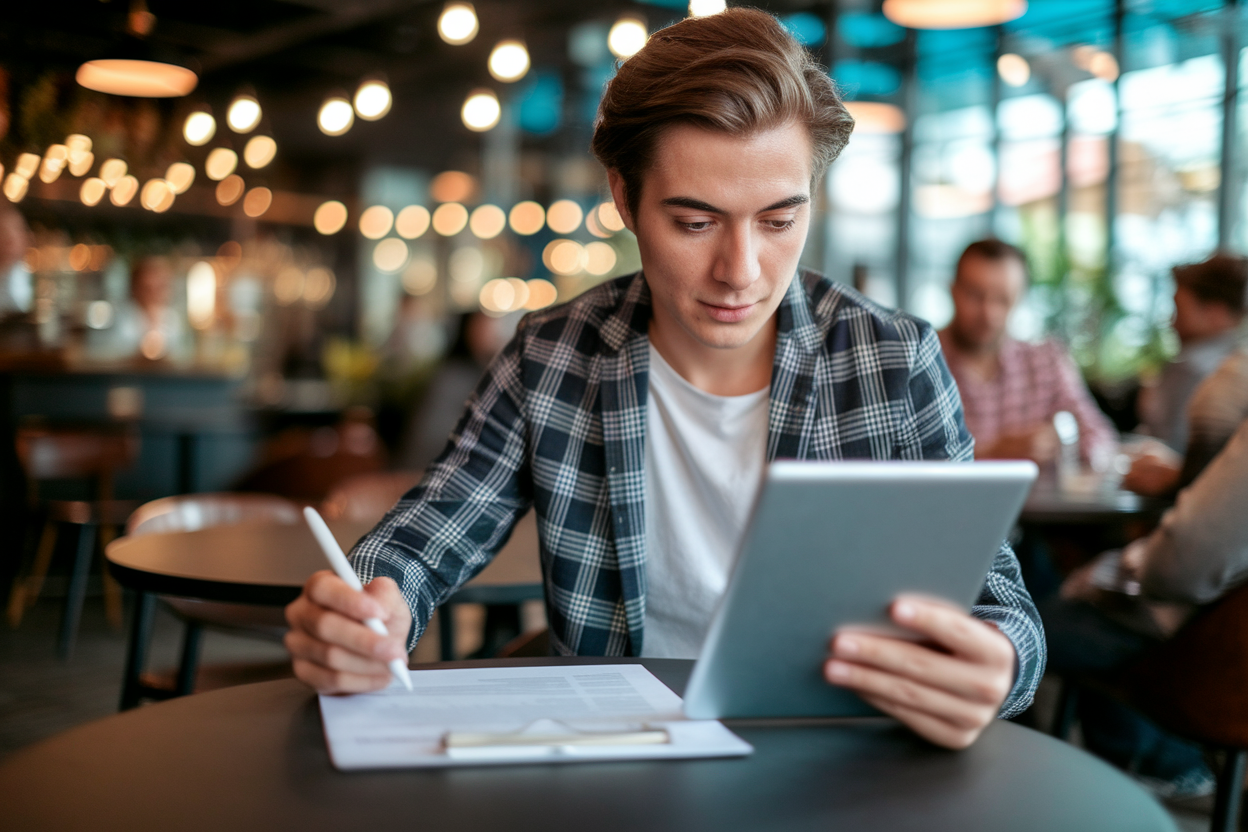 jeune-entrepreneur-cafe-tablette-documents