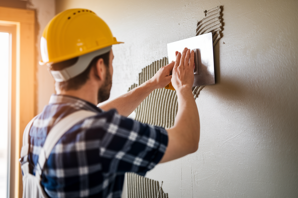ouvrier-casque-enduit-truelle-mur