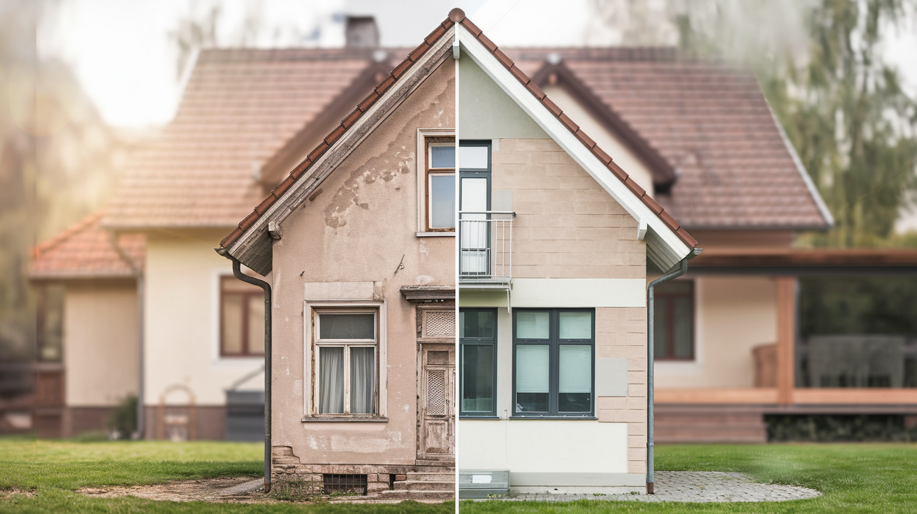 maison-façade-vieille-renovee-contraste