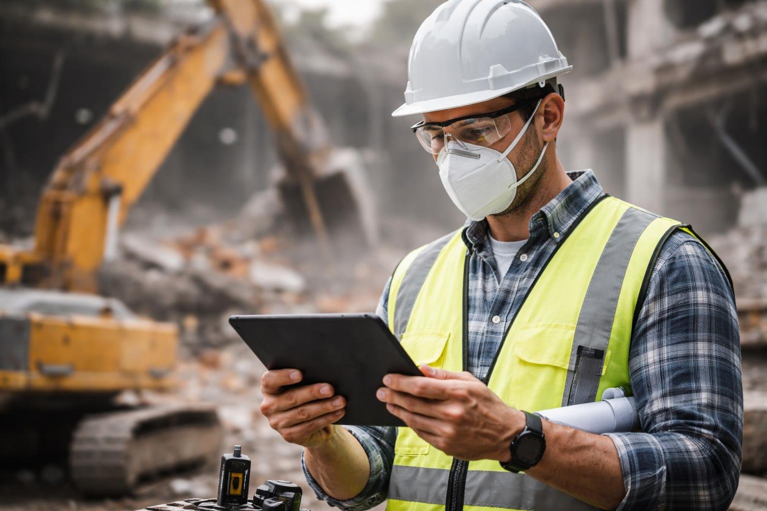 professionnel-batiment-casque-tablette-chantier