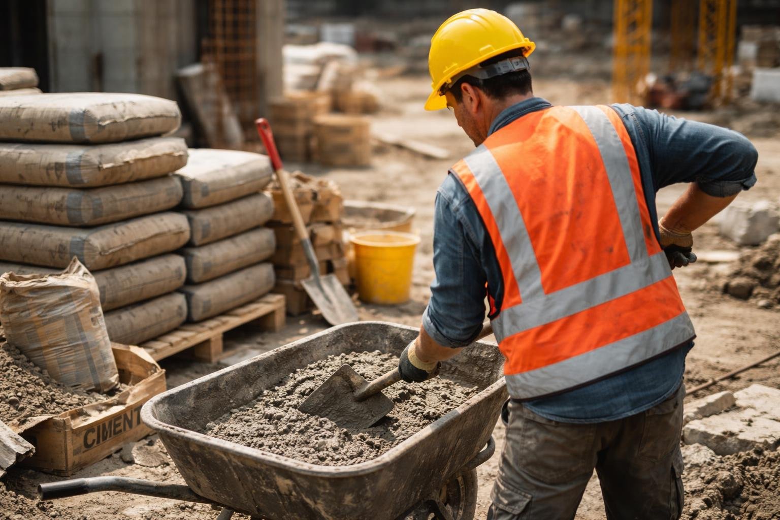 ouvrier-casque-beton-brouette-chantier