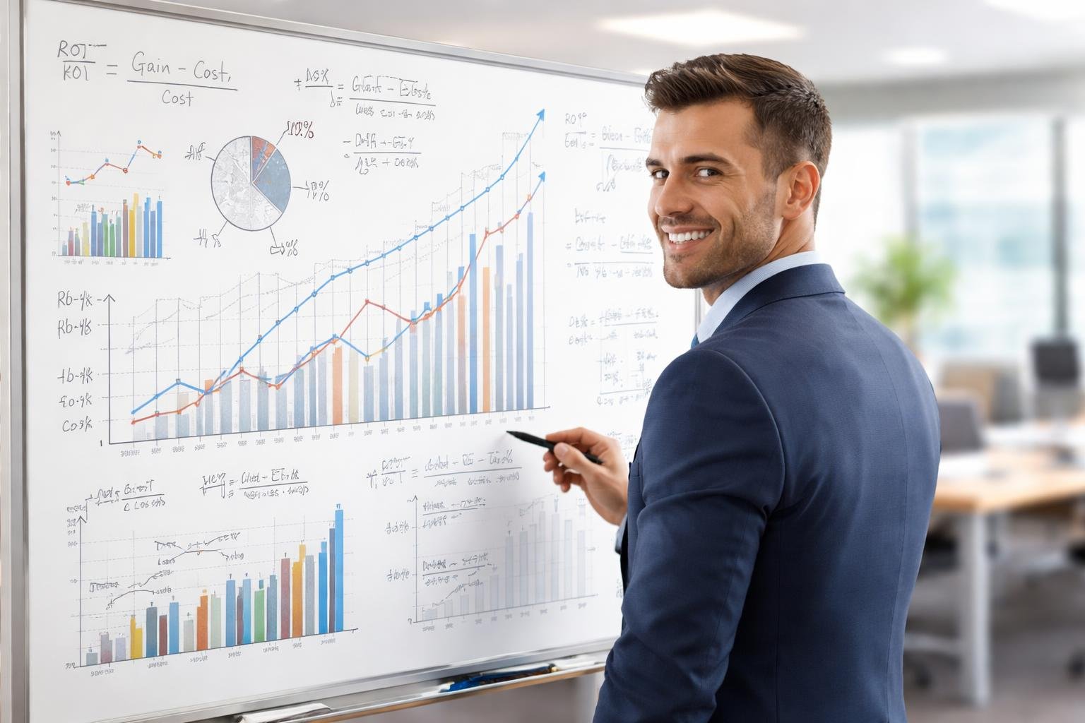 conseiller-financier-tableau-blanc-graphes-bureau